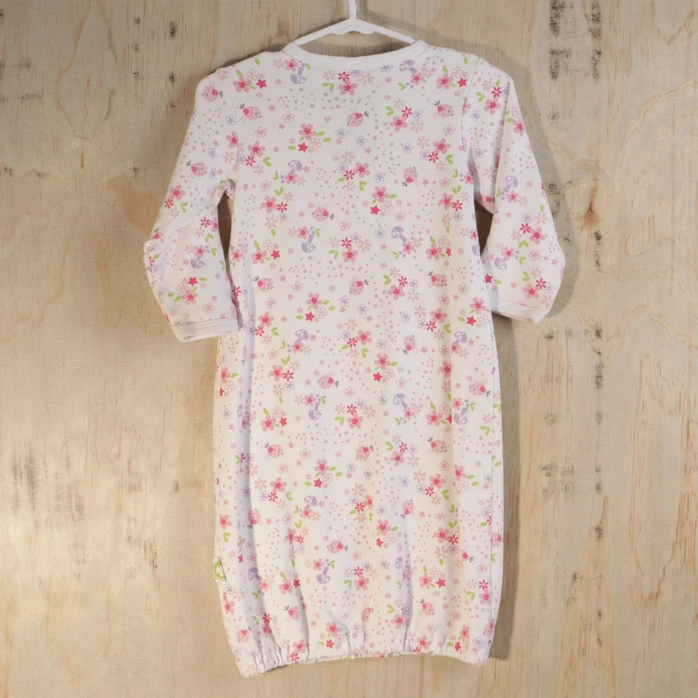 MQBB Organic Cotton Baby Sleep Gown Pink Floral Mushroom Birds 6-12M